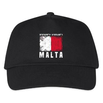 Malta Koordinaten - Kinder Basecap - Schwarz - Vorne