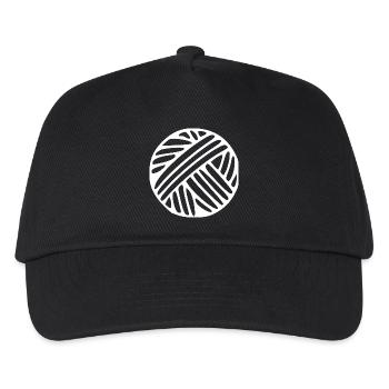 Wollknäuel Wolle Geschenk - Kinder Basecap - Schwarz - Vorne