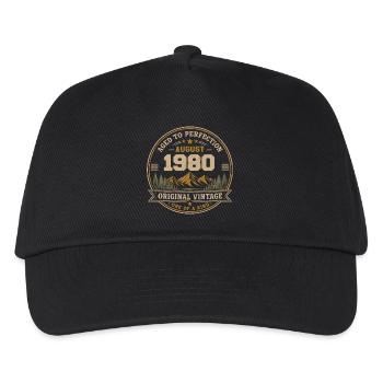 August 1980 Original Geburtstag Vintage Mountain - Kinder Basecap - Schwarz - Vorne