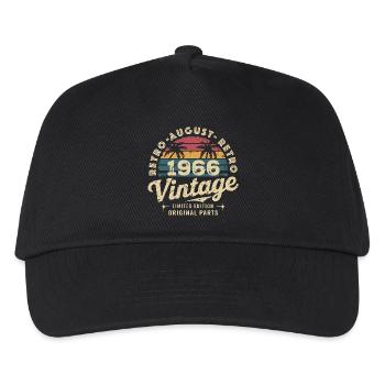 August 1966 Retro-Vintage-Geburtstagspalmen - Kinder Basecap - Schwarz - Vorne