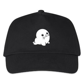 Baby seal silhouette with big eyes animal motif - Kids’ Baseball Cap - black - Front