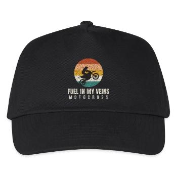 Fuel In My Veins Retro Motocross - Kids’ Baseball Cap - black - Front