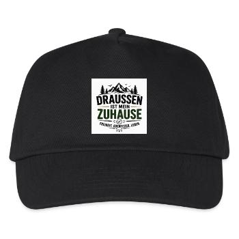 Draußen ist mein Zuhause – Outdoor-Statement - Kinder Basecap - Schwarz - Vorne