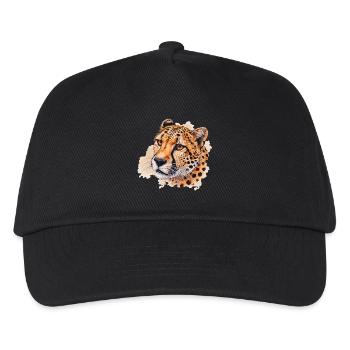 Watercolor look cheetah head - Kids’ Baseball Cap - black - Front