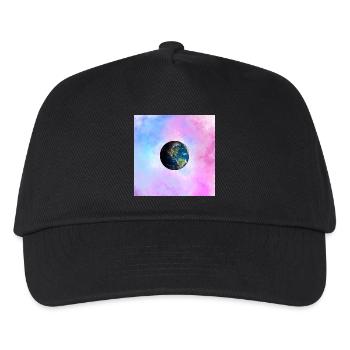 Earth globe in front of pastel galaxy - Kids’ Baseball Cap - black - Front