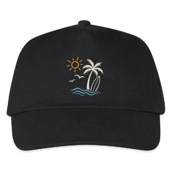 Summer Beach Surf – Palm, Waves & Sun - Kids’ Baseball Cap - black - Front