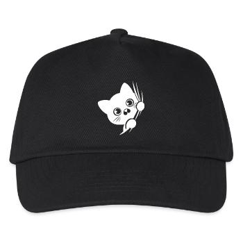 Baffled cat behind the curtain - Kids’ Baseball Cap - black - Front
