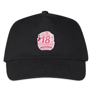 Pink 18th Birthday Adventure Badge - Kids’ Baseball Cap - black - Front