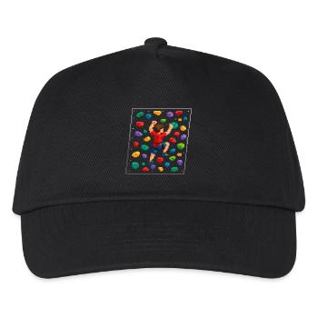 Retro Pixel Art Bouldering 8-Bit Climbing Wall - Kids’ Baseball Cap - black - Front