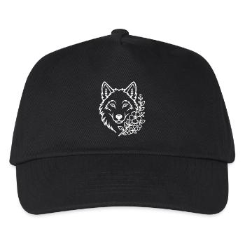Wolf with Flowers Elegant Nature Art - Kids’ Baseball Cap - black - Front