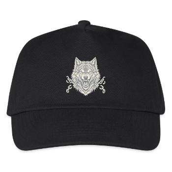 Wolf bricht Ketten Freiheit Tattoo Style - Kinder Basecap - Schwarz - Vorne