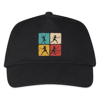 Retro Tennisspielerin Vintage Grunge Design - Kinder Basecap - Schwarz - Vorne