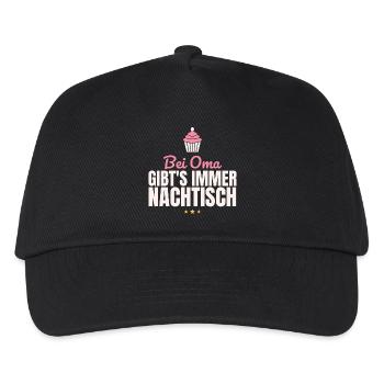 Bei Oma gibt's immer Nachtisch Oma Großmutter - Kinder Basecap - Schwarz - Vorne