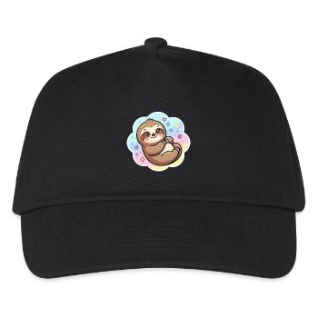 Pastell Sloth Kuscheldesign - Kinder Basecap - Schwarz - Vorne