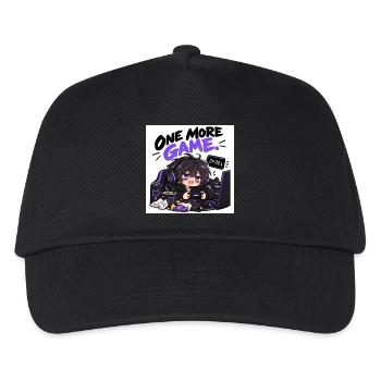 One More Game: Chibi Gamer Stil - Kinder Basecap - Schwarz - Vorne