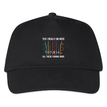 JA, ICH BRAUCHE WIRKLICH ALL DIESE ANGELRUTEN - Kinder Basecap - Schwarz - Vorne