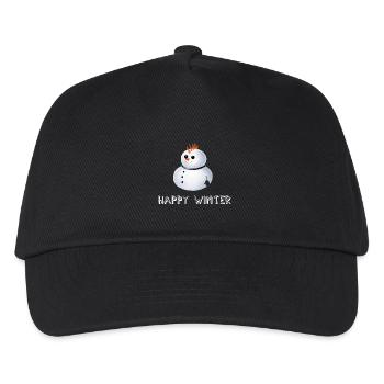 Happy Winter - Punk Schneemann - Kinder Basecap - Schwarz - Vorne