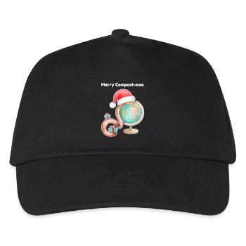Regenwurm im Hut des Weihnachtsmanns - Kinder Basecap - Schwarz - Vorne