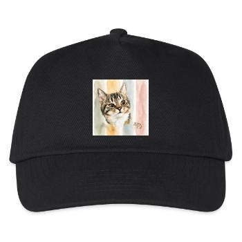 Pastellkatze Aquarellstreifen Katze Maus - Kinder Basecap - Schwarz - Vorne