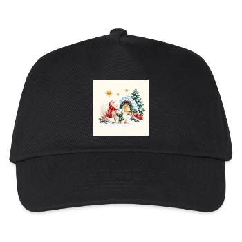 Eisbär-Familie Weihnachtsiglu - Kinder Basecap - Schwarz - Vorne