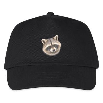 Waschbärporträt - Kinder Basecap - Schwarz - Vorne