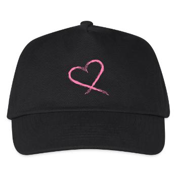 Herz Rosa - Kinder Basecap - Schwarz - Vorne