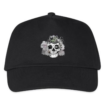 Horror Halloween Spinne Totenkopf Herbst Pilze - Kinder Basecap - Schwarz - Vorne