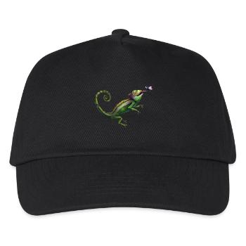 Chameleon eats fly - Kids’ Baseball Cap - black - Front