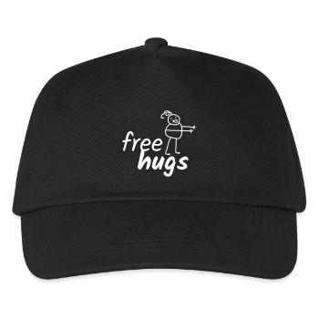 Lustiger Spruch Free Hugs mit Zeichnung - Kinder Basecap - Schwarz - Vorne
