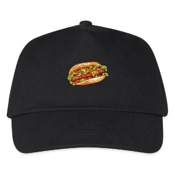 Verlockender Hot Dog mit Zwiebeln, Salat und Sauce - Kinder Basecap - Schwarz - Vorne