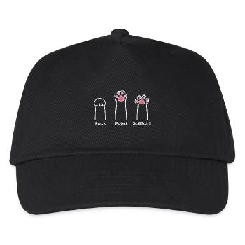Rock Paper Scissors Hand Game Cute Paw Funny Cat - Kids’ Baseball Cap - black - Front