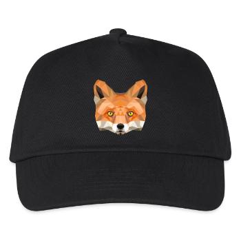 Fuchs Kopf Poly Füchsin fox Illustration low poly - Kinder Basecap - Schwarz - Vorne