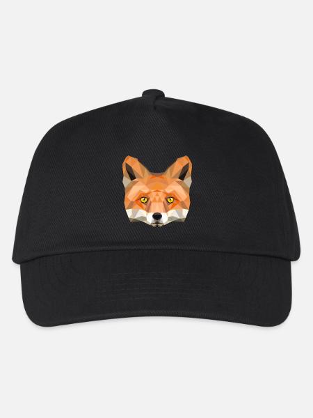 Fuchs Kopf Poly Füchsin fox Illustration low poly - Kinder Basecap - Schwarz