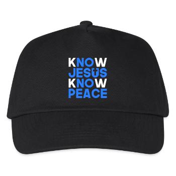 Know Jesus know peace Christliches Geschenk - Kinder Basecap - Schwarz - Vorne