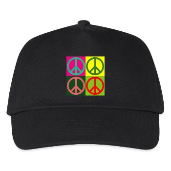 Pop Art / Comic: Peace-Zeichen - Hippies - 60s 70s - Kinder Basecap - Schwarz - Vorne