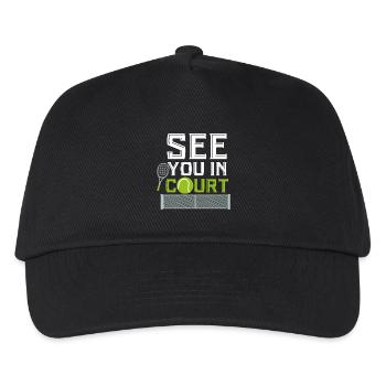 See You in Court Tennis Sport Ballsport Rasen Sand - Kinder Basecap - Schwarz - Vorne