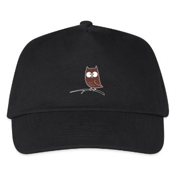 Squinting Owl Gift Idea - Kids’ Baseball Cap - black - Front