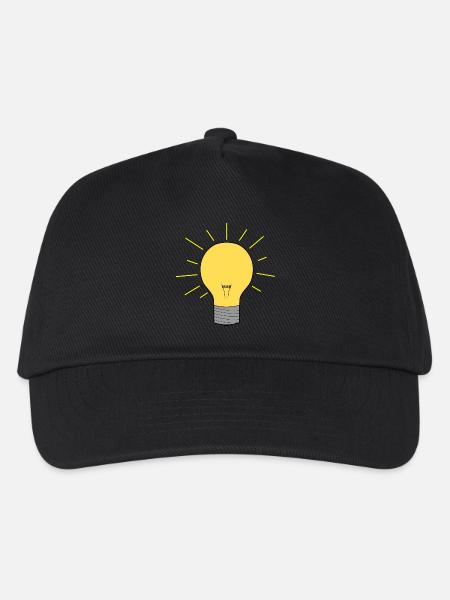 Glühbirne Leuchte Lampe Birne Licht Geschenk - Kinder Basecap - Schwarz