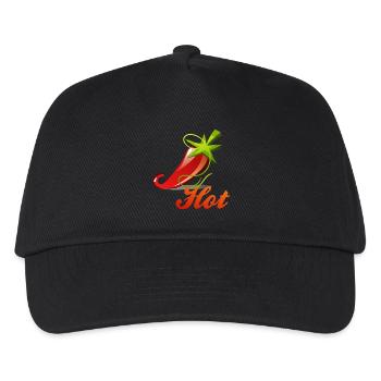 Chili Peperoni Hot Scharf Koch - Kinder Basecap - Schwarz - Vorne