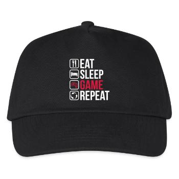 Eat Sleep Game Repeat - Kids’ Baseball Cap - black - Front