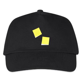 gelber Notizzettel , Klebezettel , sticky note - Kinder Basecap - Schwarz - Vorne