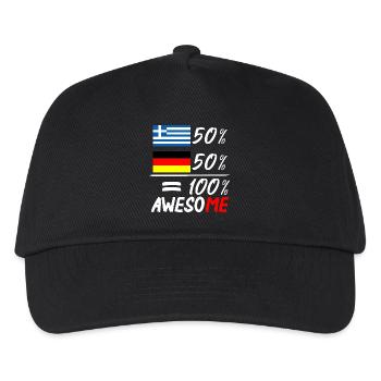 50% Griechisch 50% Deutsch - Kinder Basecap - Schwarz - Vorne