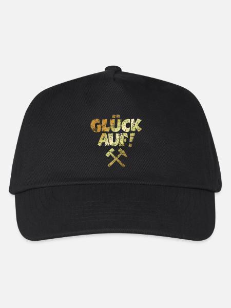 Glück auf mit Schlägel und Eisen Vintage/Goldgelb - Kinder Basecap - Schwarz