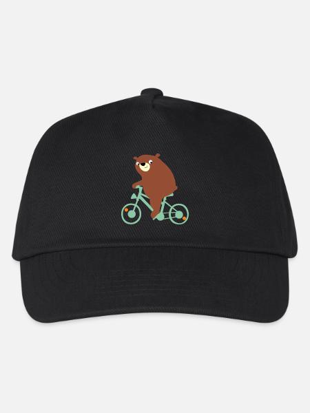 Molliger Bär fährt gemütlich Fahrrad - Kinder Basecap - Schwarz