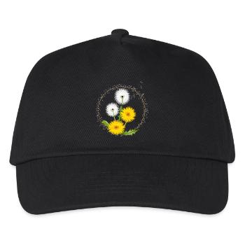 Dandelions and yellow dandelion flowers in the frame - Kids’ Baseball Cap - black - Front