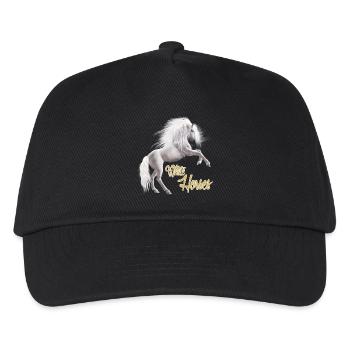 White horse - Kids’ Baseball Cap - black - Front