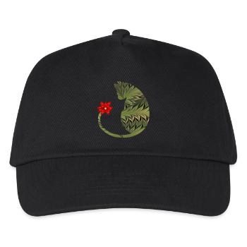 katze mit blume e 101 - Kinder Basecap - Schwarz - Vorne