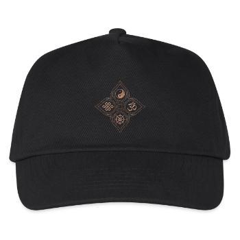 Yin Yang Stone Relief with Om Dharmachakra Knot - Kids’ Baseball Cap - black - Front