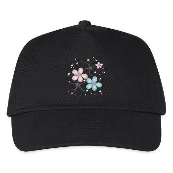 delicate flowers in pink and turquoise - Kids’ Baseball Cap - black - Front