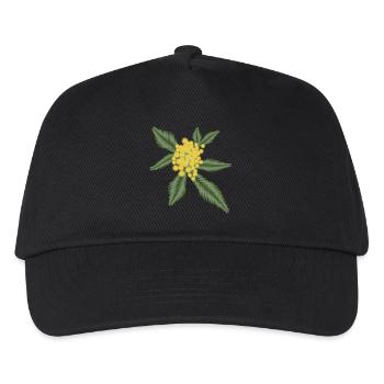 Silver Acacia with its yellow flowers Pompoms - Kids’ Baseball Cap - black - Front